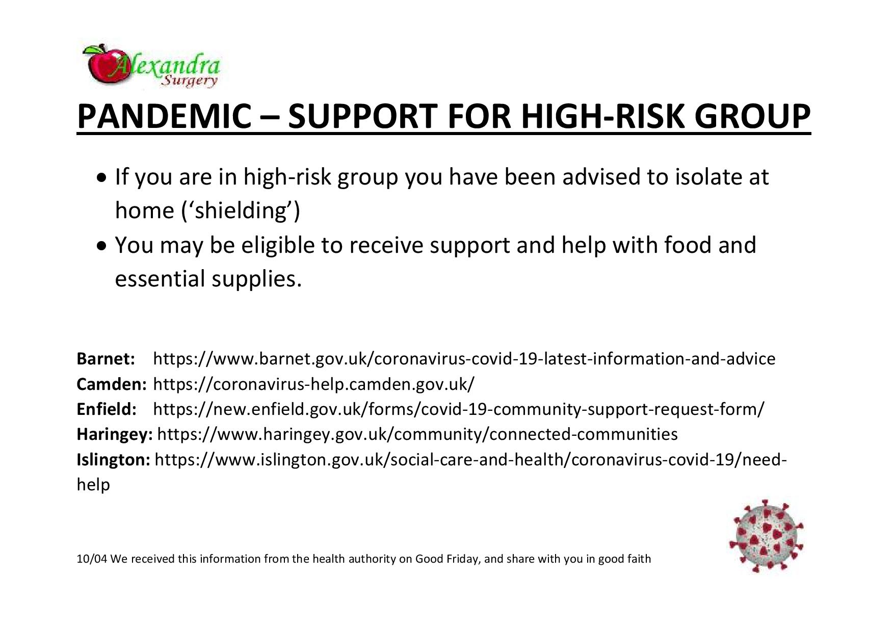 High risk group eligible for help High risk group eligible for help